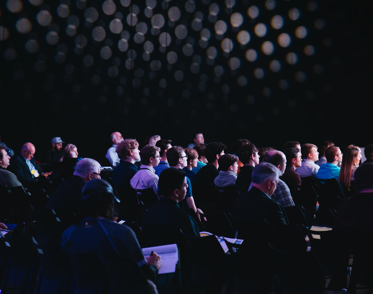 Corporate event conference with attendees networking